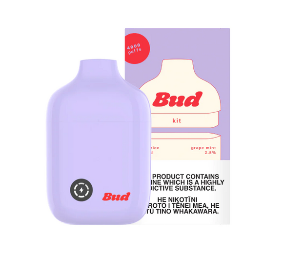 Bud Pod Kit 4000p 28mg grape mint device+1 pod