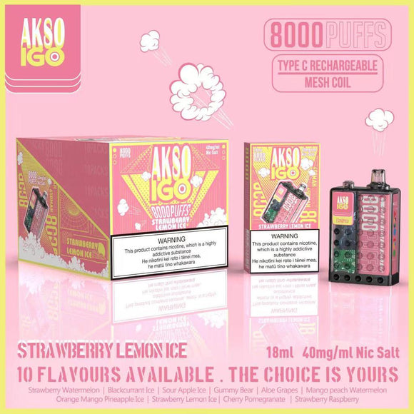 AKSO IGO 8000 Puffs 40mg Strawberry Lemon Ice