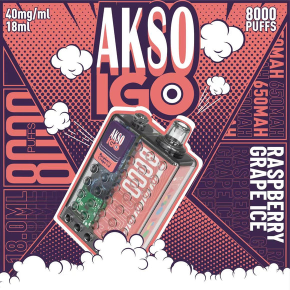 AKSO IGO 8000 Puffs 40mg Raspberry Grape Ice